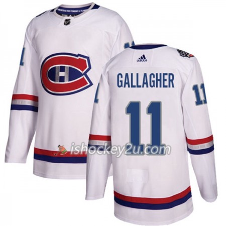 Mænd NHL Montreal Canadiens Trøje Brendan Gallagher 11 Adidas 2017-2018 Hvid 100 Classic Authentic